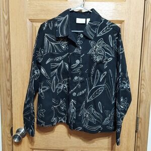 Studio Works Woman Embroidered‎ Floral Print Blazer Jacket Women's Size 1X